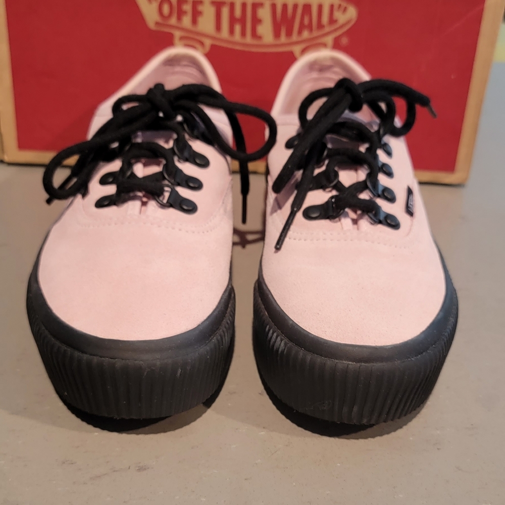 Pale Pink Suede Vans Platform